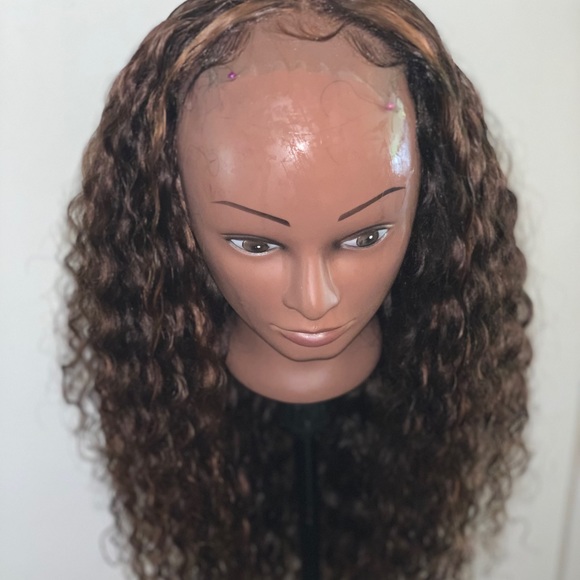 30 inch brown deep wave wig with highlights main image 8